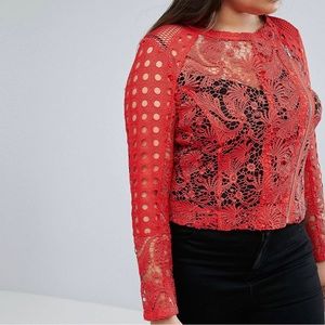 ASOS CURVE Mixed Lace Panel Jacket